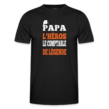 Papa l'héros le comptable de légende t-shirt - T-shirt sport Homme - noir - Devant - AI Model Male 178 dark (178cm)