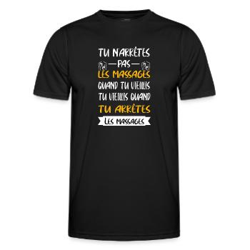 Tu n arrêtes pas les massages quand tu vieillis - T-shirt sport Homme - noir - Devant - AI Model Male 178 dark (178cm)