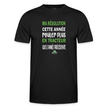 Ma résolution cette année rouler plus en tracteur - T-shirt sport Homme - noir - Devant - AI Model Male 178 dark (178cm)