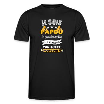 je suis papou t-shirt abeille miel apiculteur - T-shirt sport Homme - noir - Devant - AI Model Male 178 dark (178cm)