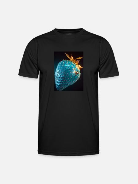 Strawberry, technical, high-tech, illustration, blue - Men's Functional T-Shirt - black