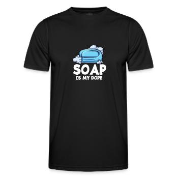 Seife Soap Hygiene Waschen Seifenherstellung - Männer Funktions-T-Shirt - Schwarz - Vorne - AI Model Male 178 dark (178cm)