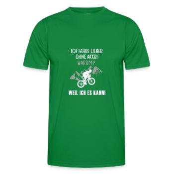 Fahrrad ohne Akku - Männer Funktions-T-Shirt - Kelly Green - Vorne - AI Model Male 178 dark (178cm)