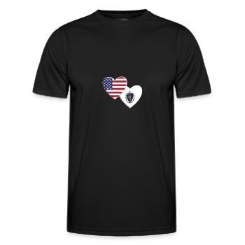 USA American State Of Massachusetts Flag - Men's Functional T-Shirt - black - Front - AI Model Male 178 dark (178cm)