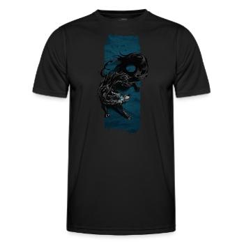 Shadow Sentinel: Mythical Shadow Wolf - Men's Functional T-Shirt - black - Front - AI Model Male 178 dark (178cm)