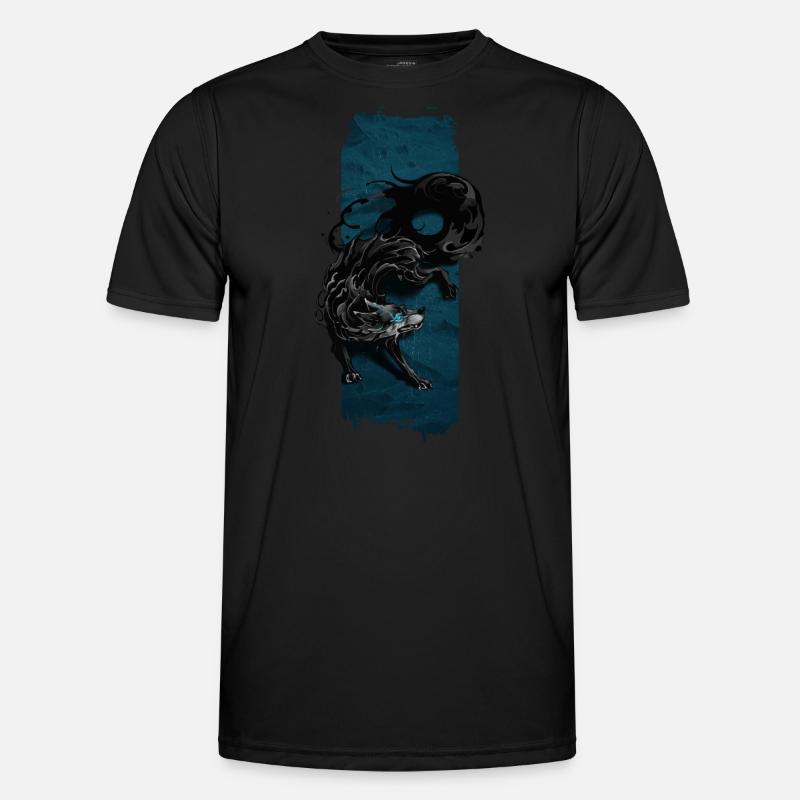 Schattenwächter: Mythischer Schattenwolf - Männer Funktions-T-Shirt - Schwarz