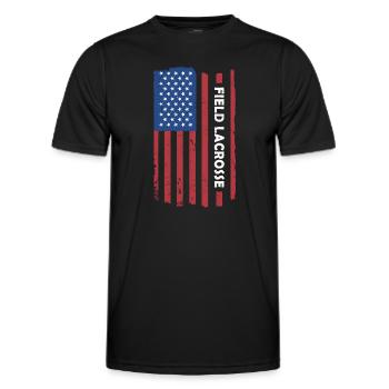 Sport Us Flag Field Lacrosse - Men's Functional T-Shirt - black - Front - AI Model Male 178 dark (178cm)