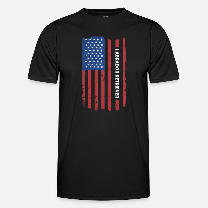 Labrador Retriever Us Flag - Men's Functional T-Shirt - black