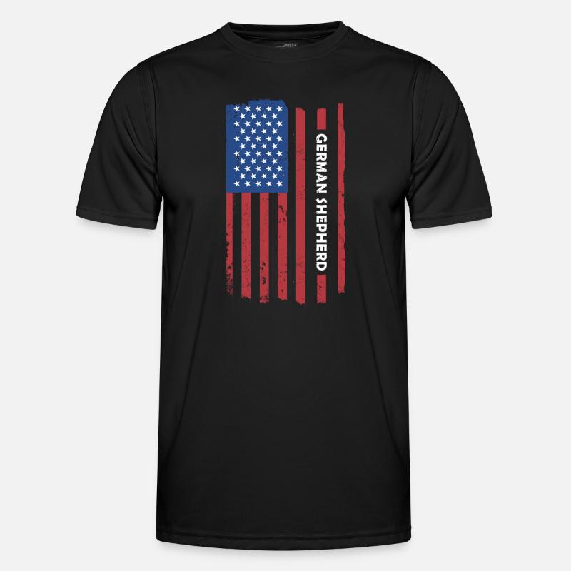 German Shepherd Us Flag Männer Funktions-T-Shirt