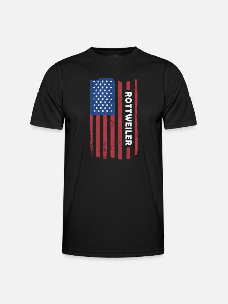 Rottweiler Us Flag - Männer Funktions-T-Shirt - Schwarz