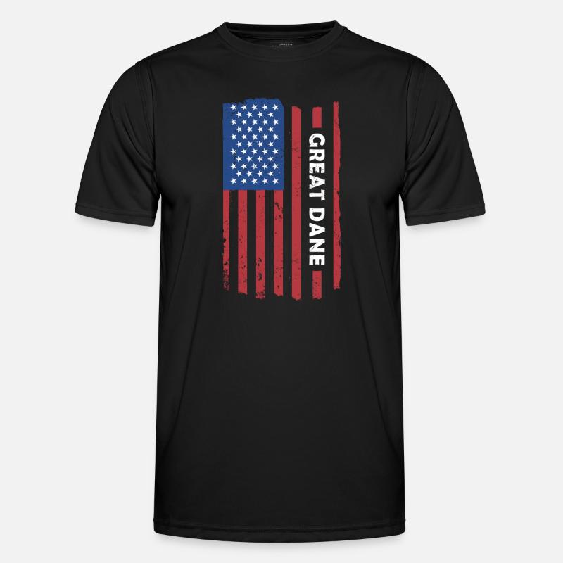 Great Dane Us Flag - Männer Funktions-T-Shirt - Schwarz