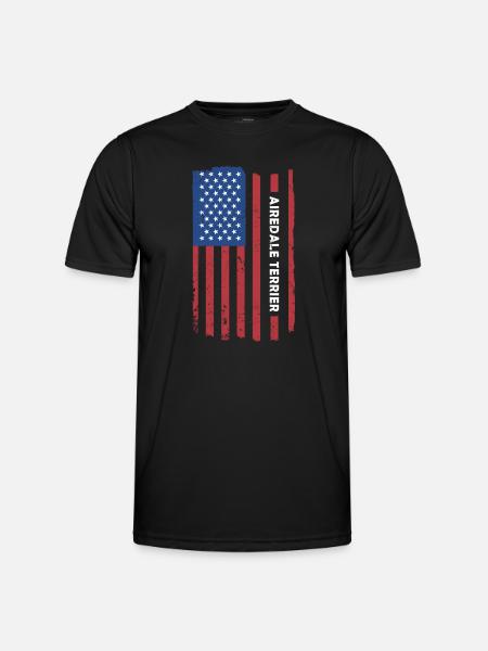 Airedale Terrier Us Flag - Men's Functional T-Shirt - black