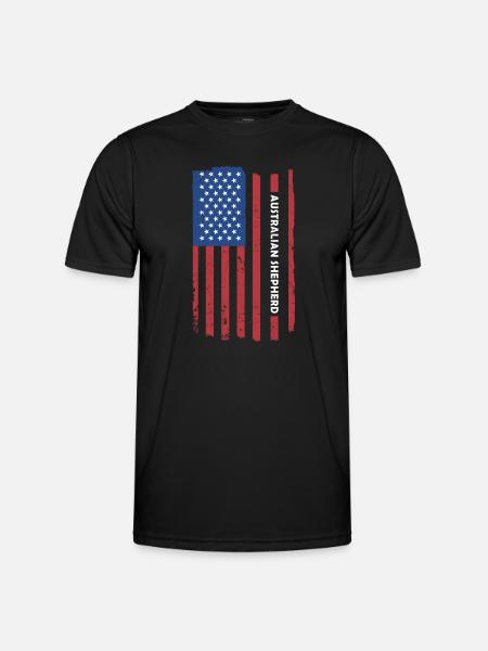 Dog Aussie Us Flag - Men's Functional T-Shirt - black