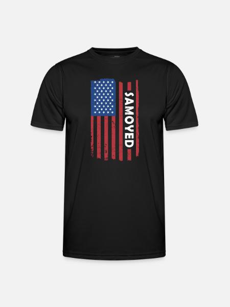 Samoyed Us Flag - Men's Functional T-Shirt - black