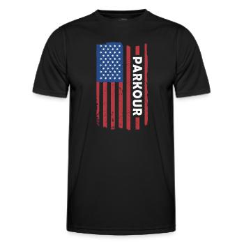 Traceur Us Flag Parkour - Männer Funktions-T-Shirt - Schwarz - Vorne - AI Model Male 178 dark (178cm)