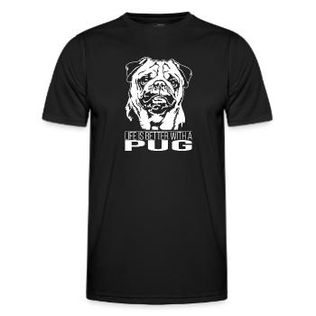 Pug life is better Pug Dogs Wilsigns - Men's Functional T-Shirt - black - Front - AI Model Male 178 dark (178cm)