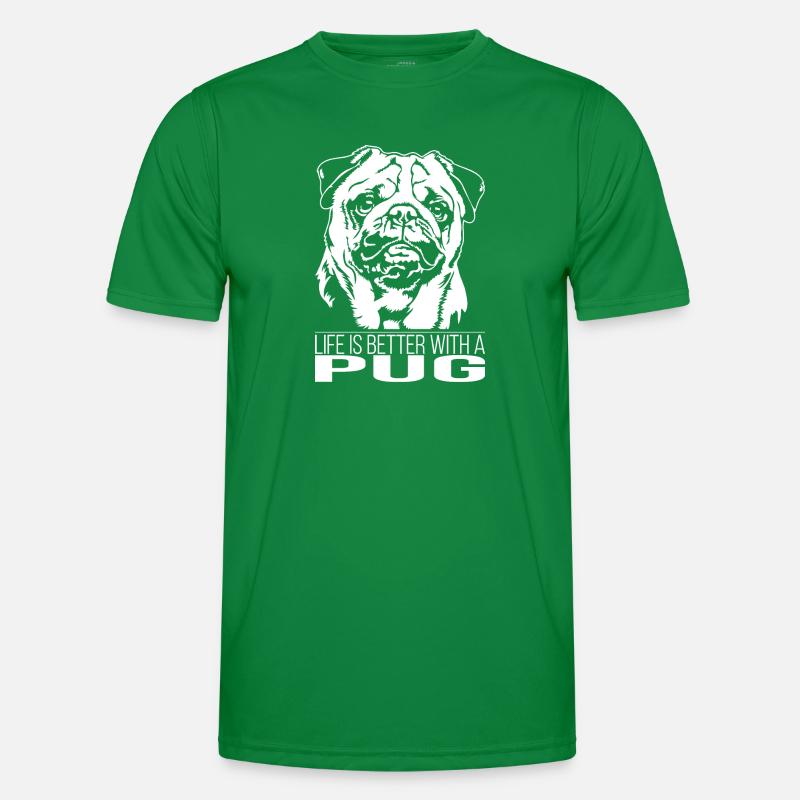 Pug life is better Mops Hunde Wilsigns Männer Funktions-T-Shirt