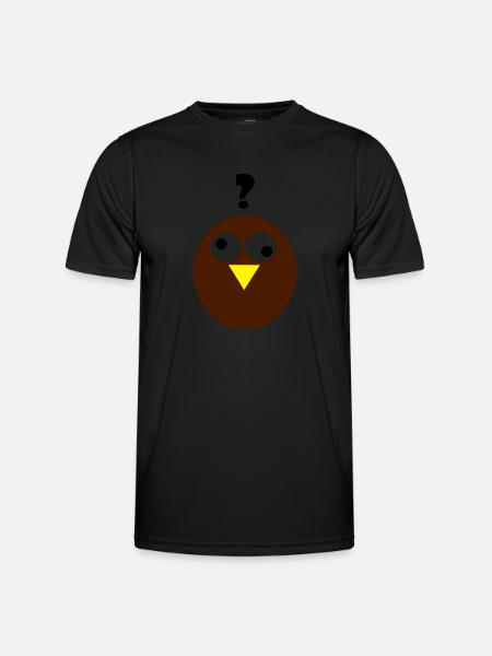 Confused Owl - Männer Funktions-T-Shirt - Schwarz
