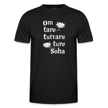 Om Tare Tuttare Ture Soha_schwarz-white - Men's Functional T-Shirt - black - Front - AI Model Male 178 dark (178cm)