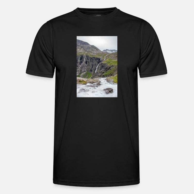 Trollstigen Tverelva Stigfossen Trollstigen - Men's Functional T-Shirt - black