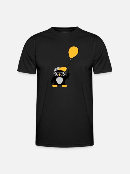 Balloon cool penguin cap - Men's Functional T-Shirt - black
