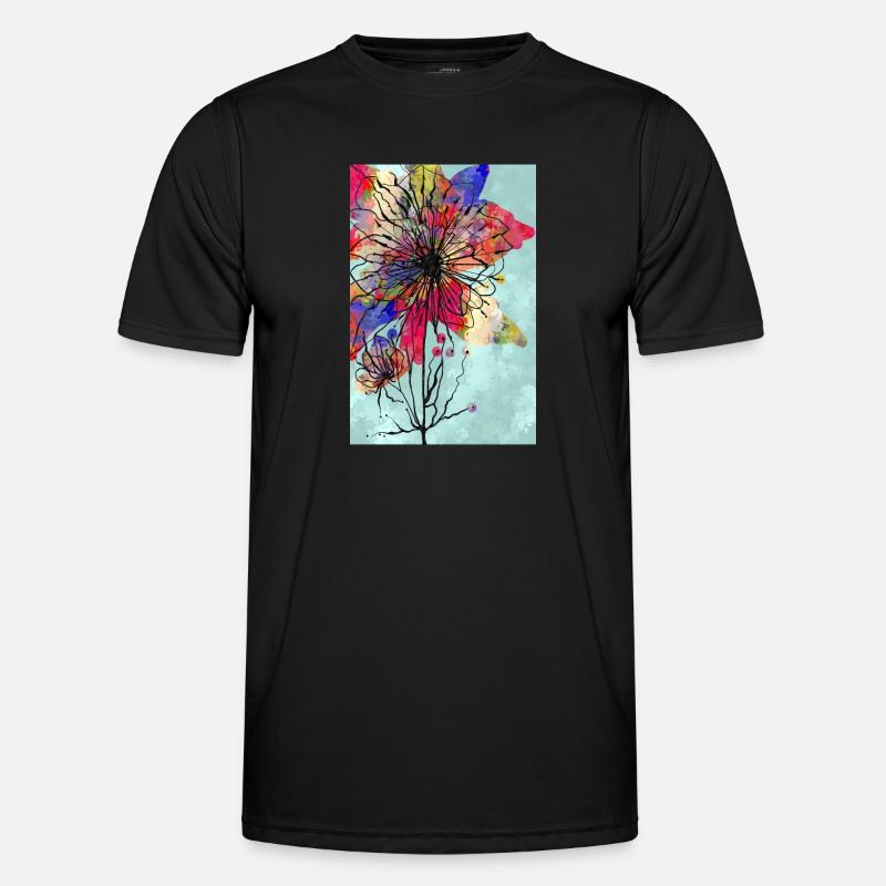 Blumen - Männer Funktions-T-Shirt - Schwarz