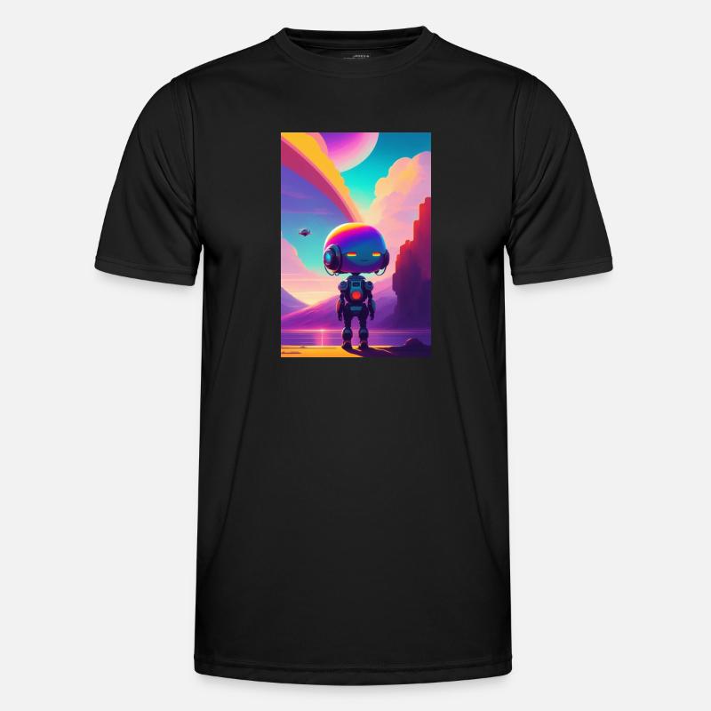 süßer Science Fiction Roboter mit Regenbogen Augen Männer Funktions-T-Shirt