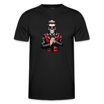 Biker cartoon skeleton - Men's Functional T-Shirt - black - Front - AI Model Male 178 dark (178cm)