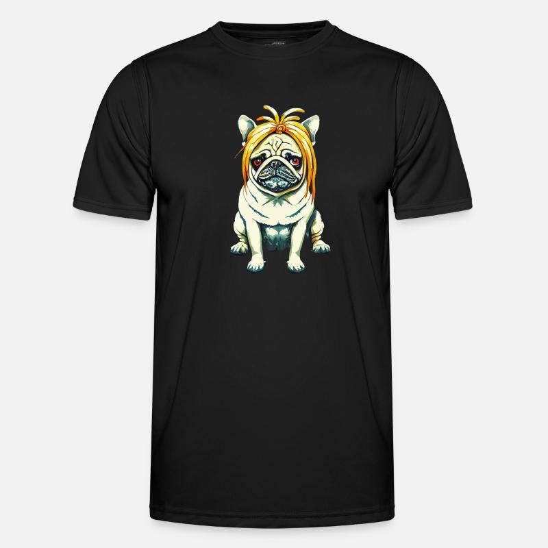 Mops mit Perücke #PugLife - Männer Funktions-T-Shirt - Schwarz