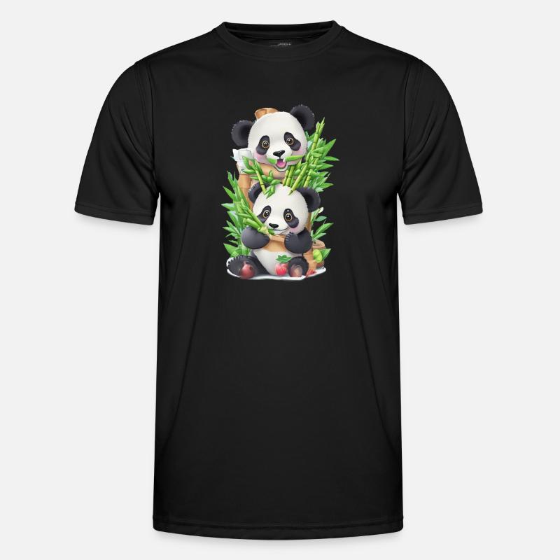 Panda bear eats bamboo - Men's Functional T-Shirt - black