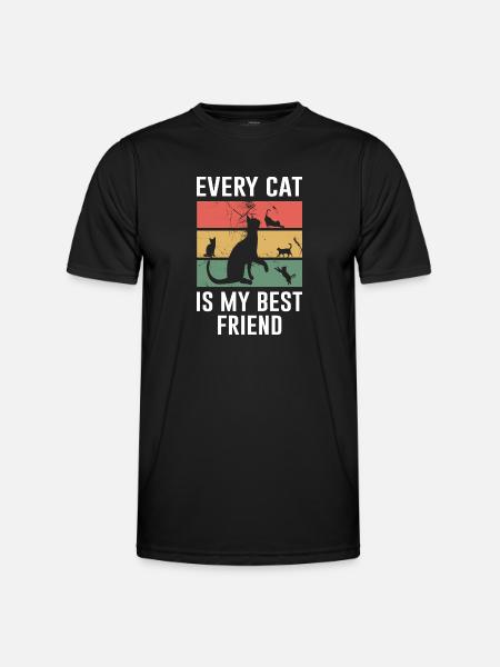 Cat Retro Cool Saying - Men's Functional T-Shirt - black