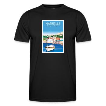 MARSEILLE MADRAGUE DE MONTREDON - T-shirt sport Homme - noir - Devant - AI Model Male 178 dark (178cm)