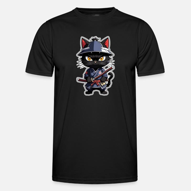 Ninja Katze - Samurai Kätzchen - Männer Funktions-T-Shirt - Schwarz