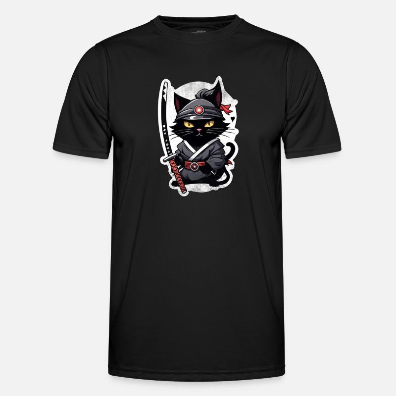 Ninja Cat - Samurai Kitten - Men's Functional T-Shirt - black