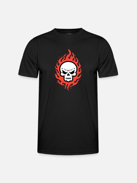 Skull in flames - Men's Functional T-Shirt - black