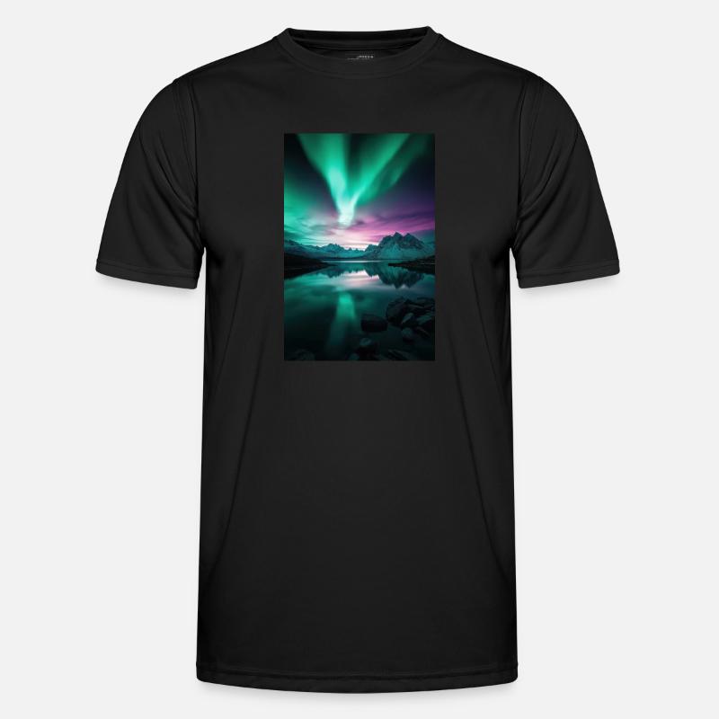 Aurora Over Arctic Peaks - Men's Functional T-Shirt - black