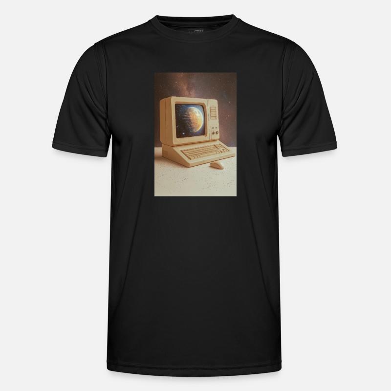 Retro Computer Meets Outer Space - Men's Functional T-Shirt - black