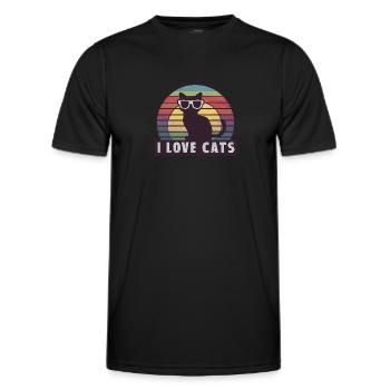 I Love Cats - Men's Functional T-Shirt - black - Front - AI Model Male 178 dark (178cm)