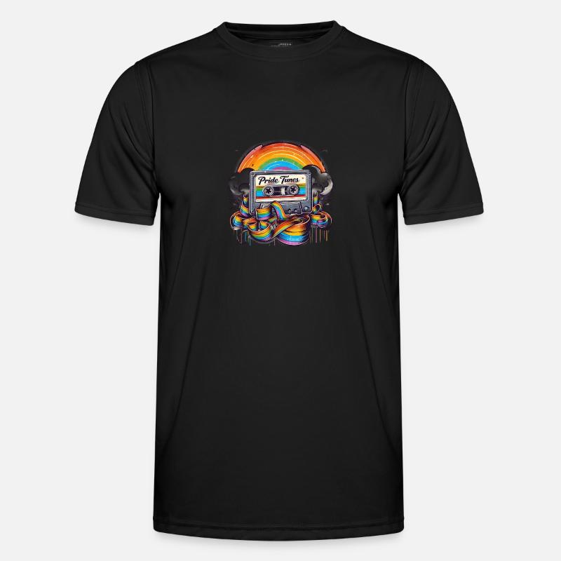 Pride Tunes Rainbow Cassette Design - Men's Functional T-Shirt - black