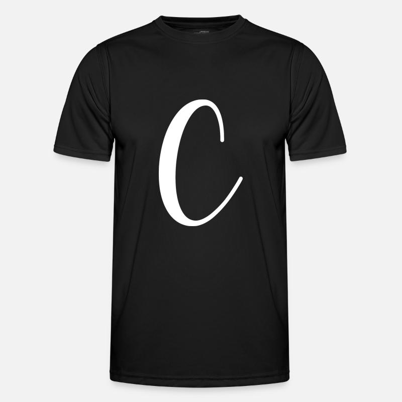 Calligraphy, initial C - Men's Functional T-Shirt - black