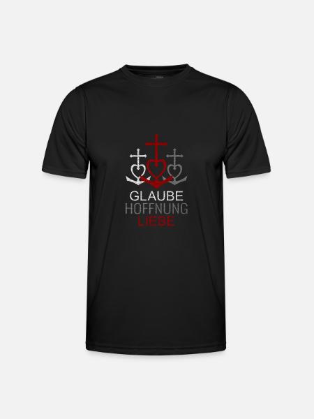 Glaube Hoffnung Liebe - Männer Funktions-T-Shirt - Schwarz