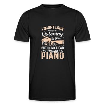 Drôle de pianiste Pianiste Citation - T-shirt sport Homme - noir - Devant - AI Model Male 178 dark (178cm)
