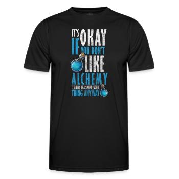 Recherche en laboratoire d’alchimie - T-shirt sport Homme - noir - Devant - AI Model Male 178 dark (178cm)