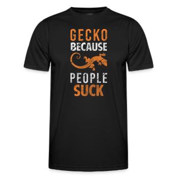 Geckos Lézard Terrarium Doux - T-shirt sport Homme - noir - Devant - AI Model Male 178 dark (178cm)