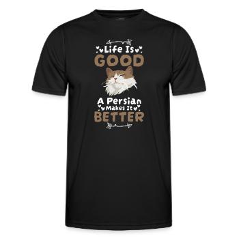 Perser Katze Haustier Liebe Katzenmama - Männer Funktions-T-Shirt - Schwarz - Vorne - AI Model Male 178 dark (178cm)