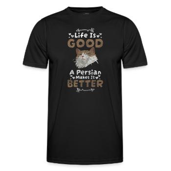 Katze Rassekatze Fell Katzenfan - Männer Funktions-T-Shirt - Schwarz - Vorne - AI Model Male 178 dark (178cm)