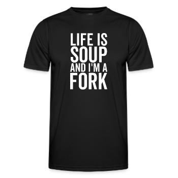Das Leben ist Suppe und ich bin eine Gabel - Männer Funktions-T-Shirt - Schwarz - Vorne - AI Model Male 178 dark (178cm)