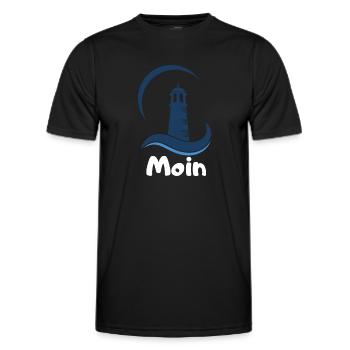 Moin mit Leuchtturm - Männer Funktions-T-Shirt - Schwarz - Vorne - AI Model Male 178 dark (178cm)