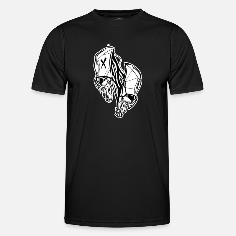Split Skull // Illustration - Men's Functional T-Shirt - black