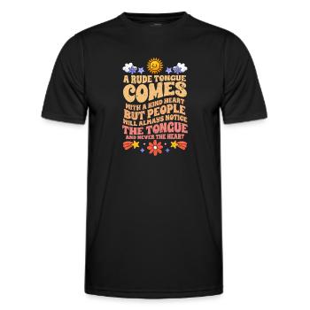 Motivational Rude Tongue And A Kind Heart - Men's Functional T-Shirt - black - Front - AI Model Male 178 dark (178cm)